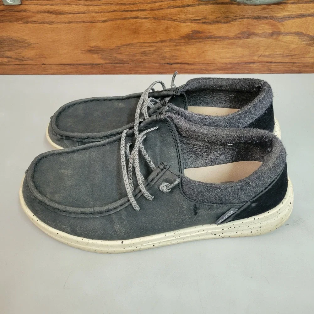 Hey‎ Dude Wally Shade Mens Grey Charcoal Slip On Loafers Size 8 121883246